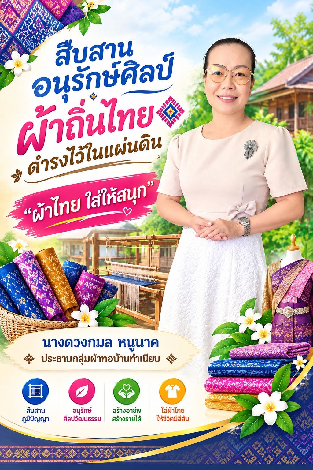 พช.ร่อนพิบูลย์ ขอประชาสัมพันธ์รณรงค์การใช้และสวมใส่ผ้าไทย"ผ้าไทยใส่ให้สนุก